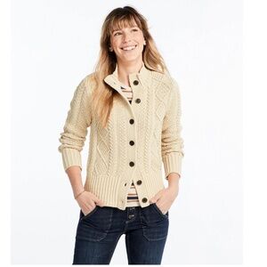 LL Bean Women’s signature cotton fisherman sweater, cardigan